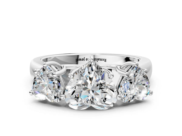 White Gold Heart-Shaped Side Stone Engagement Ring Setting