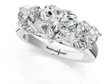 White gold Heart Three-Stone Diamond Ring with Prong Setting on a Classic Band_16