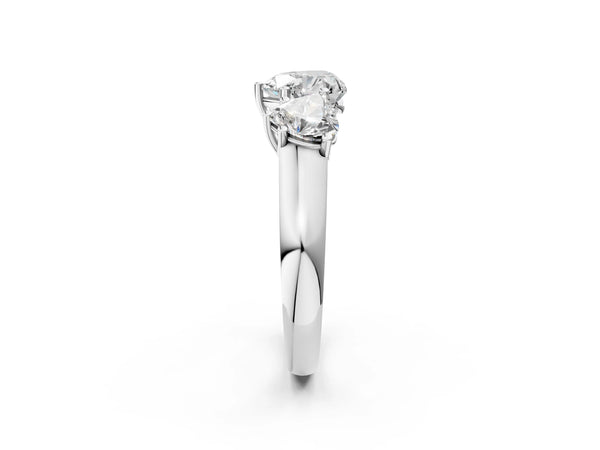 White Gold Heart-Shaped Side Stone Engagement Ring Setting
