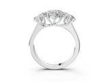 White gold Heart Three-Stone Diamond Ring with Prong Setting on a Classic Band_18