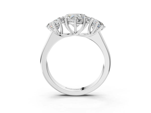 White Gold Heart-Shaped Side Stone Engagement Ring Setting