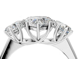White gold Heart Three-Stone Diamond Ring with Prong Setting on a Classic Band_19