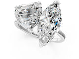 White gold Heart and Marquise Toi Moi Ring with Prong Setting and Plain Band 2
