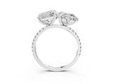 White gold Heart and Princess Toi Moi Ring with Prong Setting and Micro Pave Band 3