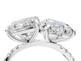 White gold Heart and Princess Toi Moi Ring with Prong Setting and Micro Pave Band 4