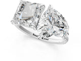White gold Heart and Princess Toi Moi Ring with Prong Setting and Pave Band_75