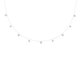 White gold Heart and Round Diamond Station Necklace_12
