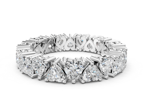 10K White Gold Heart  Eternity Band with Shared Prong Setting