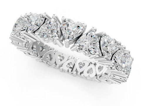 10K White Gold Heart  Eternity Band with Shared Prong Setting