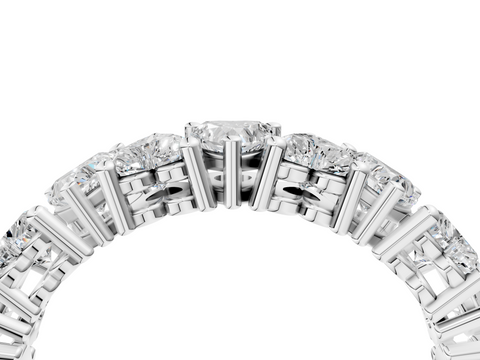 10K White Gold Heart  Eternity Band with Shared Prong Setting