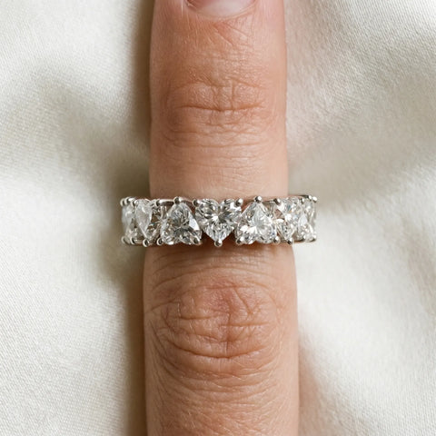 10K White Gold Heart  Eternity Band with Shared Prong Setting