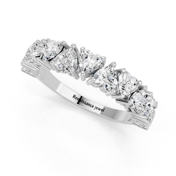Platinum Heart Half Eternity Band with Shared Prong Setting