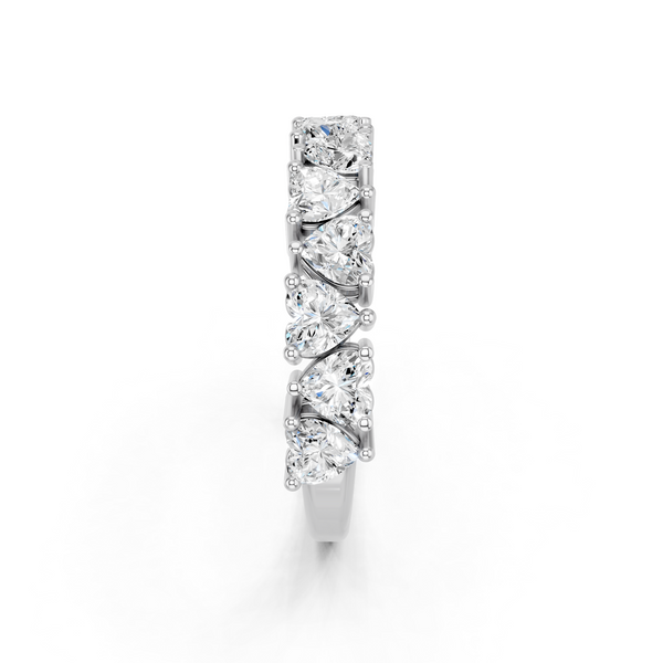 Platinum Heart Half Eternity Band with Shared Prong Setting