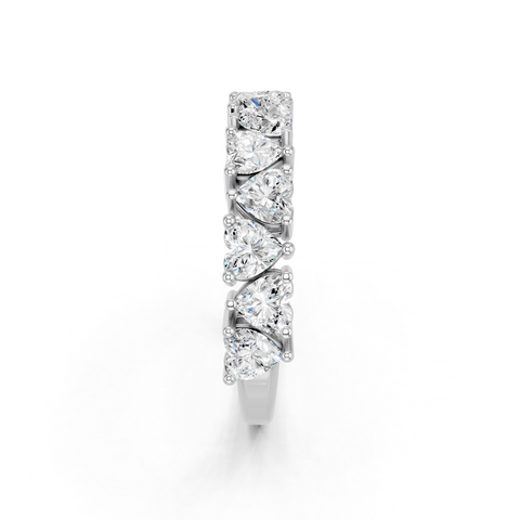 White gold Heart cut diamond Half Eternity Band with Shared Prong Setting_1