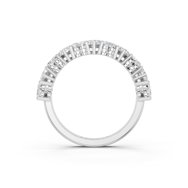 Platinum Heart Half Eternity Band with Shared Prong Setting