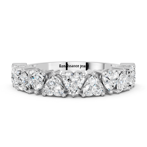 Platinum Heart Half Eternity Band with Shared Prong Setting