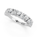 White gold Heart cut diamond Half Eternity Band with Shared Prong Setting