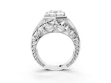 White gold Hexagon Bezel Asscher Cut Diamond Milgrain Split Shank Ring_10