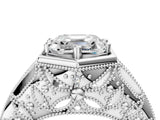 White gold Hexagon Bezel Asscher Cut Diamond Milgrain Split Shank Ring_11