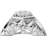 White gold Hexagon Bezel Cushion Cut Diamond Milgrain Split Shank Ring_11
