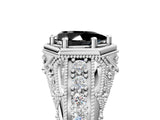 White gold Hexagon Bezel Fancy Black Pear Cut Diamond Milgrain Split Shank Ring_41