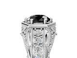 White gold Hexagon Bezel Fancy Black Round Cut Diamond Milgrain Split Shank Ring_5