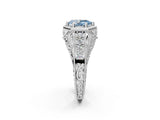 White gold Hexagon Bezel Fancy Blue Pear Cut Diamond Milgrain Split Shank Ring_2