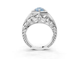 White gold Hexagon Bezel Fancy Blue Pear Cut Diamond Milgrain Split Shank Ring_3