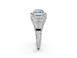 White gold Hexagon Bezel Fancy Blue Princess Cut Diamond Milgrain Split Shank Ring_2