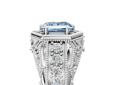 White gold Hexagon Bezel Fancy Blue Princess Cut Diamond Milgrain Split Shank Ring_5