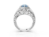 White gold Hexagon Bezel Fancy Blue Radiant Cut Diamond Milgrain Split Shank Ring_3