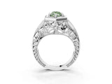 White gold Hexagon Bezel Fancy Green Marquise Cut Diamond Milgrain Split Shank Ring_3