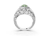 White gold Hexagon Bezel Fancy Green Pear Cut Diamond Milgrain Split Shank Ring_3