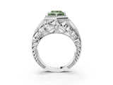 White gold Hexagon Bezel Fancy Green Princess Cut Diamond Milgrain Split Shank Ring_3