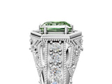 White gold Hexagon Bezel Fancy Green Princess Cut Diamond Milgrain Split Shank Ring_5
