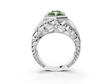 White gold Hexagon Bezel Fancy Green Radiant Cut Diamond Milgrain Split Shank Ring_3
