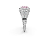 White gold Hexagon Bezel Fancy Pink Asscher Cut Diamond Milgrain Split Shank Ring_2