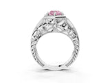 White gold Hexagon Bezel Fancy Pink Cushion Cut Diamond Milgrain Split Shank Ring_3