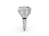 White gold Hexagon Bezel Fancy Pink Marquise Cut Diamond Milgrain Split Shank Ring_2