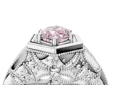 White gold Hexagon Bezel Fancy Pink Marquise Cut Diamond Milgrain Split Shank Ring_4