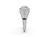 White gold Hexagon Bezel Fancy Pink Princess Cut Diamond Milgrain Split Shank Ring_2