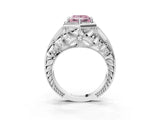 White gold Hexagon Bezel Fancy Pink Princess Cut Diamond Milgrain Split Shank Ring_3