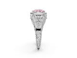 White gold Hexagon Bezel Fancy Pink Radiant Cut Diamond Milgrain Split Shank Ring_26