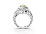 White gold Hexagon Bezel Fancy Yellow Marquise Cut Diamond Milgrain Split Shank Ring_3