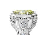 White gold Hexagon Bezel Fancy Yellow Marquise Cut Diamond Milgrain Split Shank Ring_5