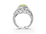 White gold Hexagon Bezel Fancy Yellow Radiant Cut Diamond Milgrain Split Shank Ring_27