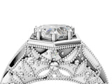White gold Hexagon Bezel Heart Cut Diamond Milgrain Split Shank Ring_11