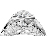 White gold Hexagon Bezel Pear Cut Diamond Milgrain Split Shank Ring_11
