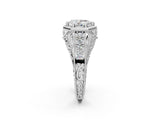 White gold Hexagon Bezel Pear Cut Diamond Milgrain Split Shank Ring_9