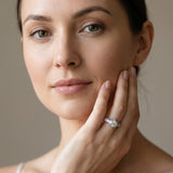 White gold Hexagon Bezel Round Diamond Milgrain Split Shank Ring_26